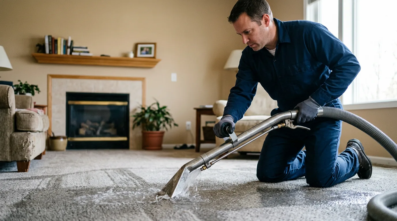 Water damage restoration technician working near Voss, TX